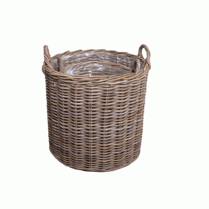 Round Basket S/2 With Plastic Inside